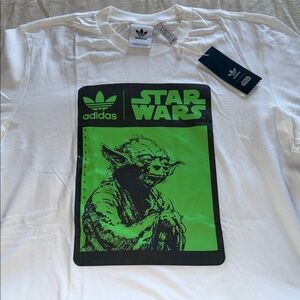 adidas White and Green Star Wars Tee